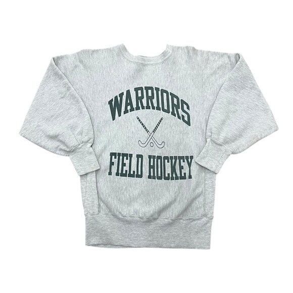 Men’s Vintage Champion Warriors Hockey Sweatshirt grey heathered cotton 1960s - Picture 1 of 4